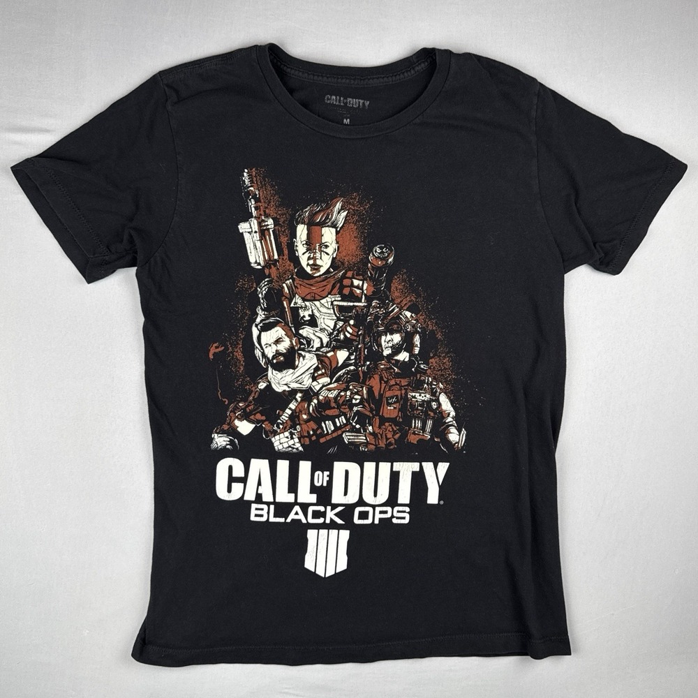 Call of Duty Black Ops 4 T-Shirt Men's Medium Black Video Game COD BO4